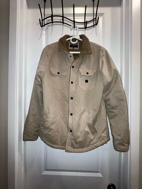 Roark men’s Tan Field Jacket with Brown Sherpa Collar